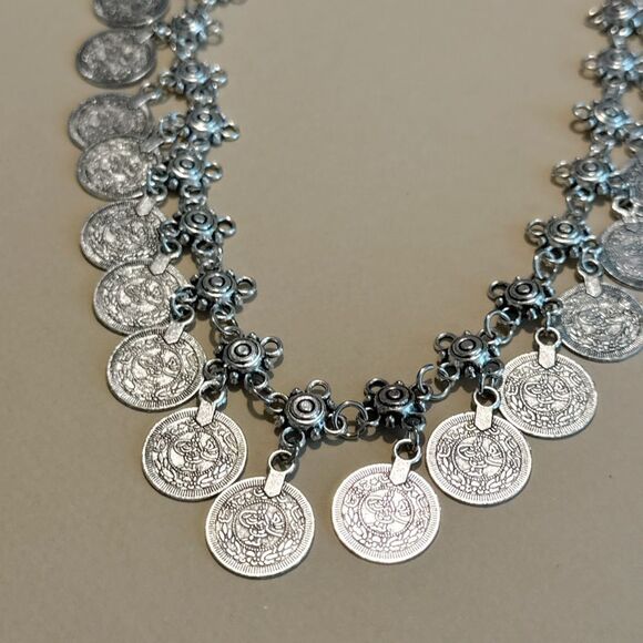 Elegant Silver Coin Necklace #1581 - Picture 4 of 5